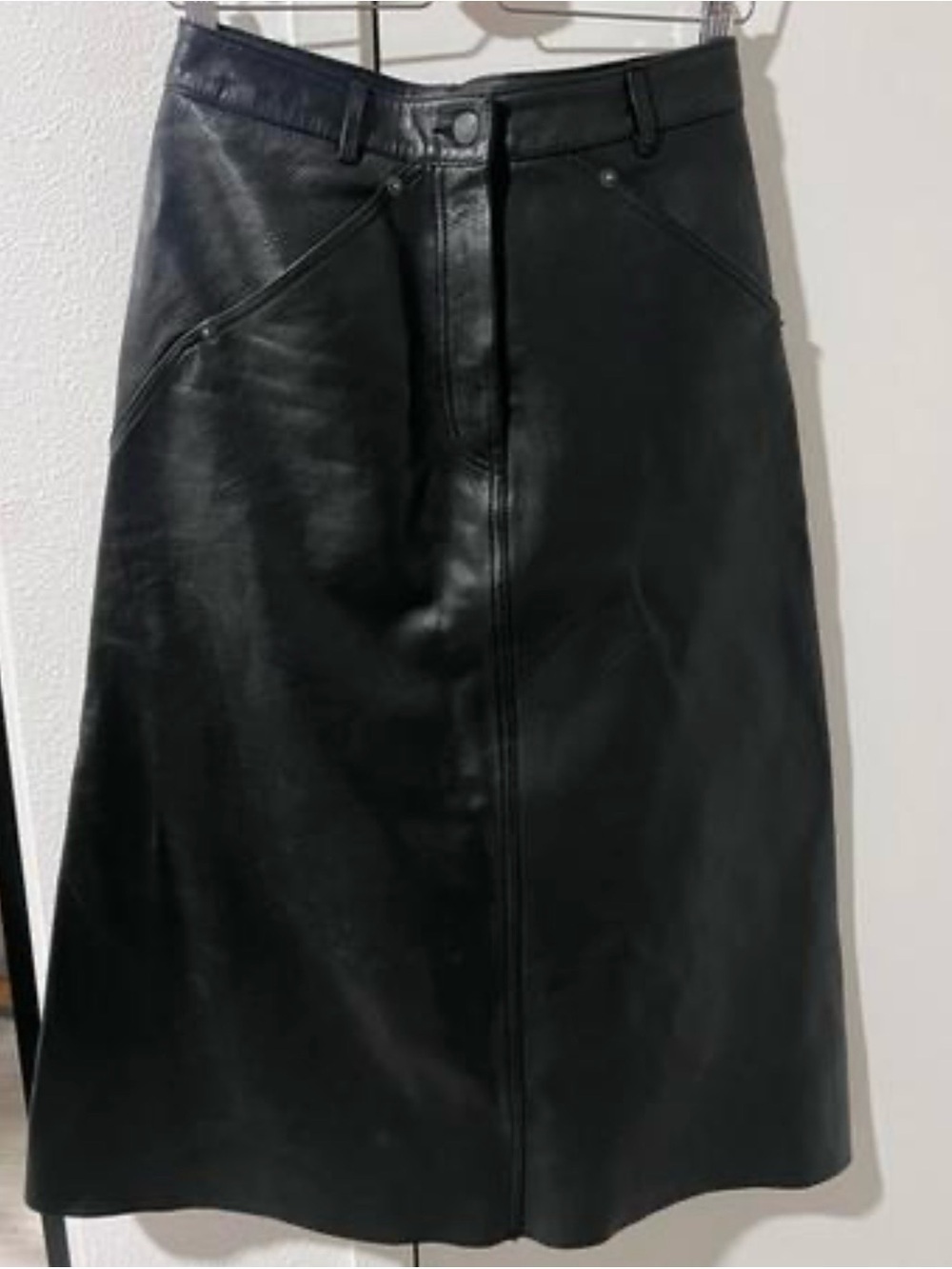 Zara genuine full leather midi skirt